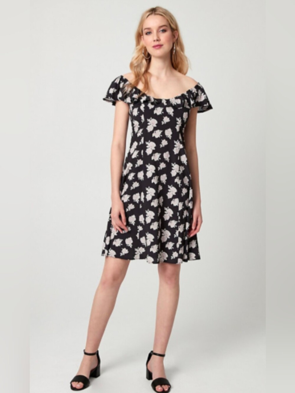 Le Chateau Black Floral Mini Dress